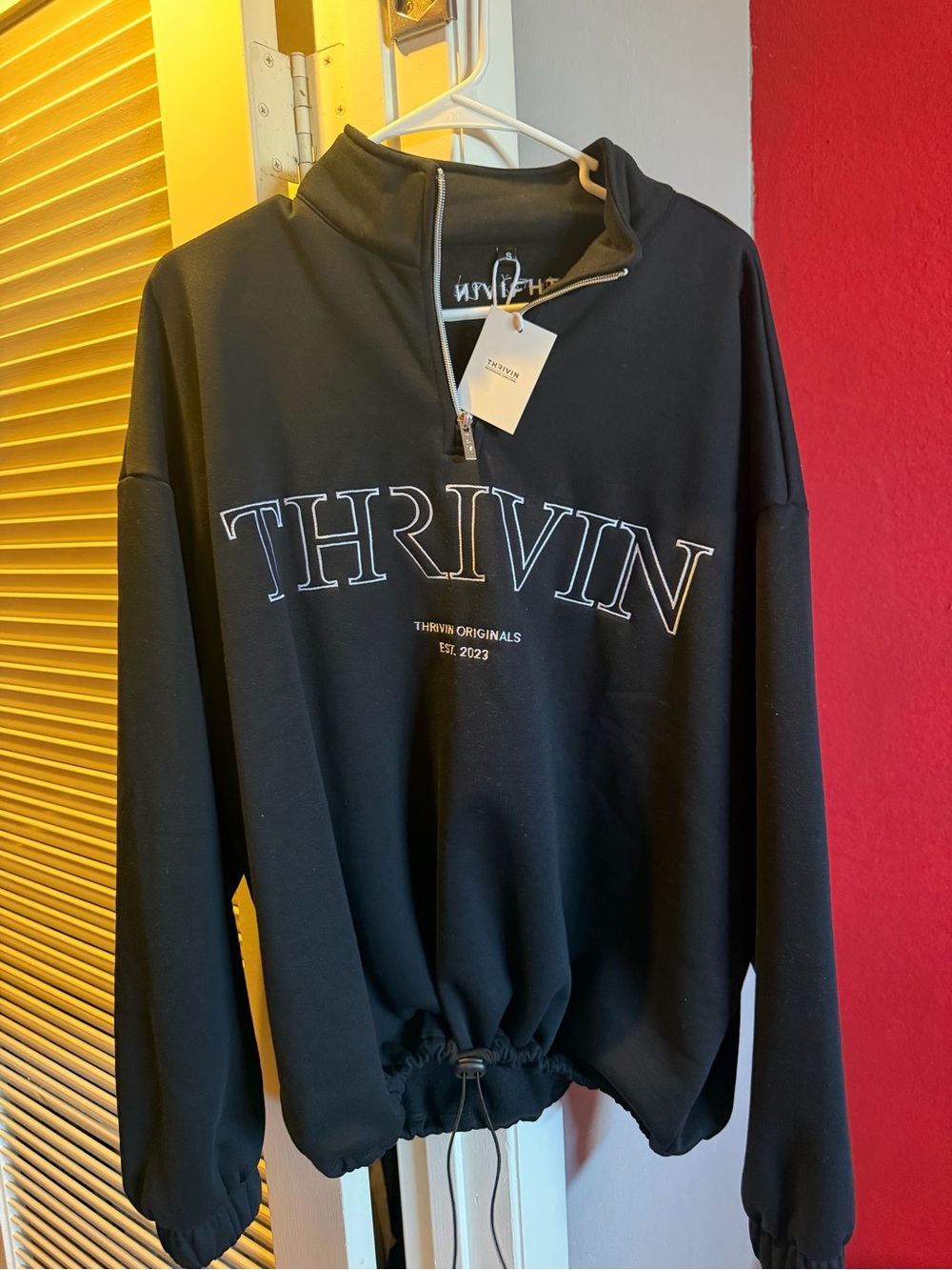 Thrivin Black Half-Zip Pullover Hoodie